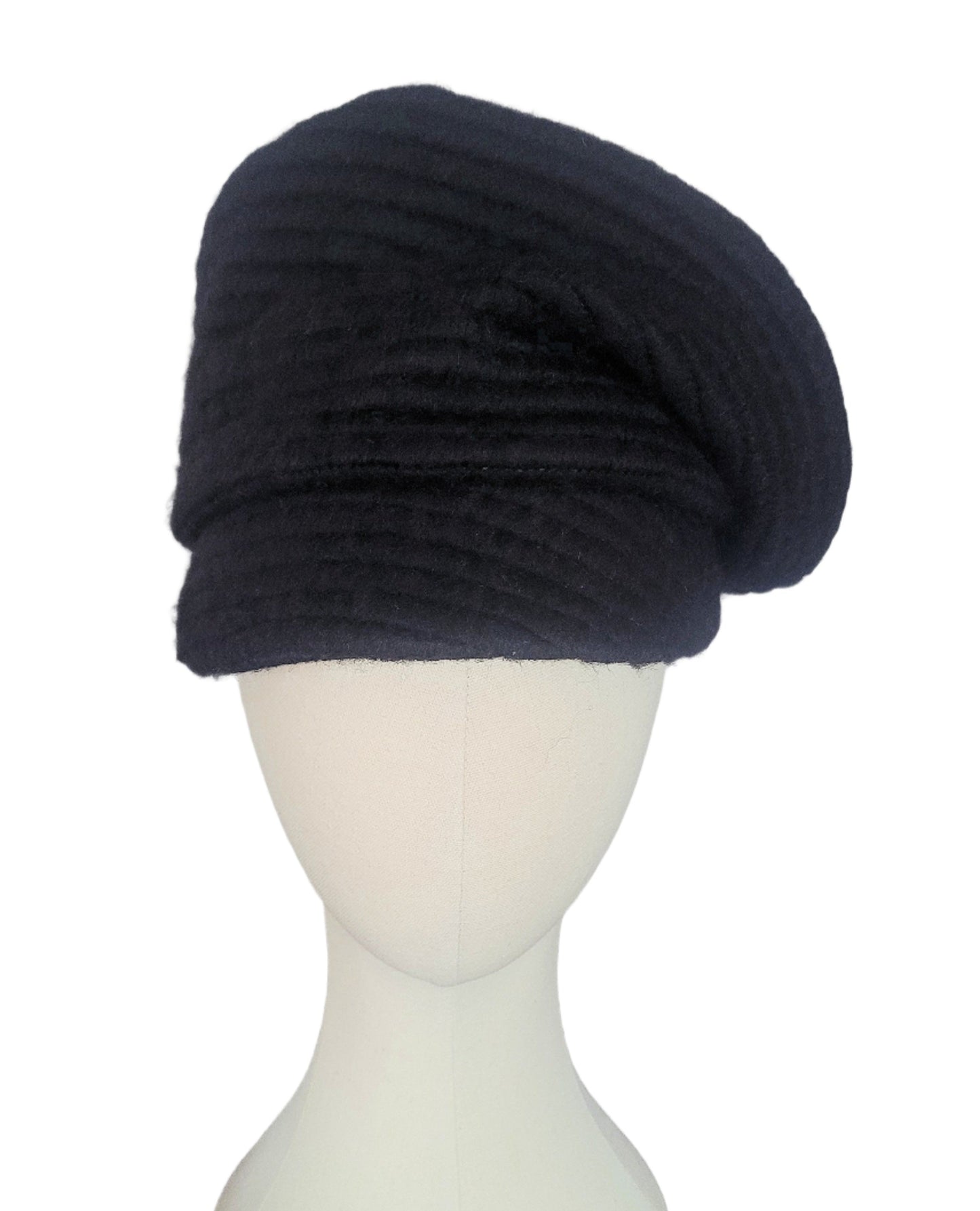 RTS- BLACK ROPE KNIT CRUSH CAP