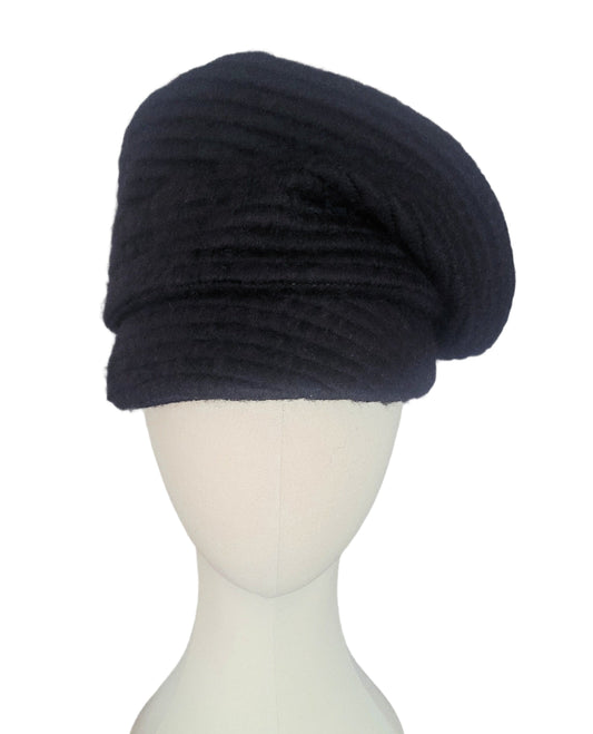 RTS- BLACK ROPE KNIT CRUSH CAP
