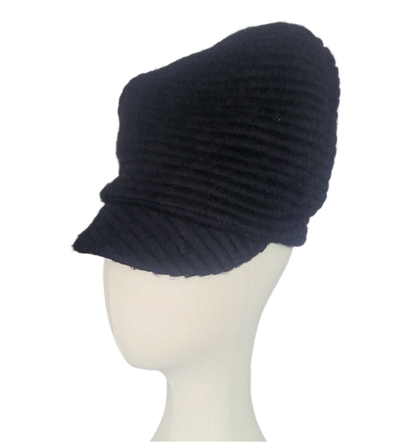 RTS- BLACK ROPE KNIT CRUSH CAP
