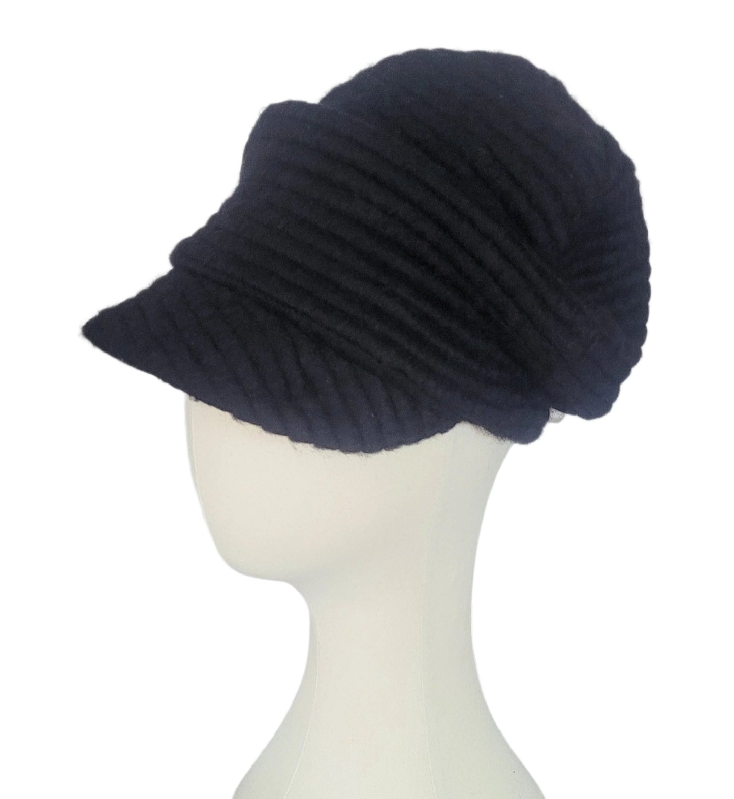 RTS- BLACK ROPE KNIT CRUSH CAP