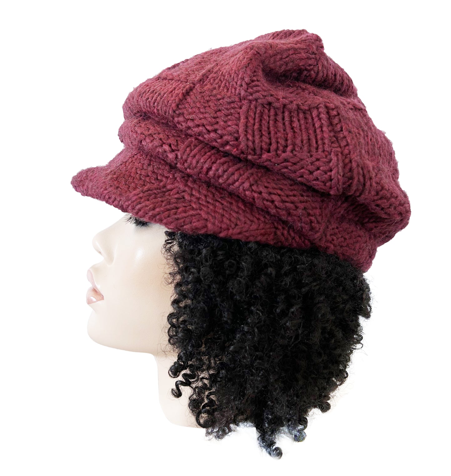 RTS - BURGUNDY BASKET KNIT CRUSH CAP