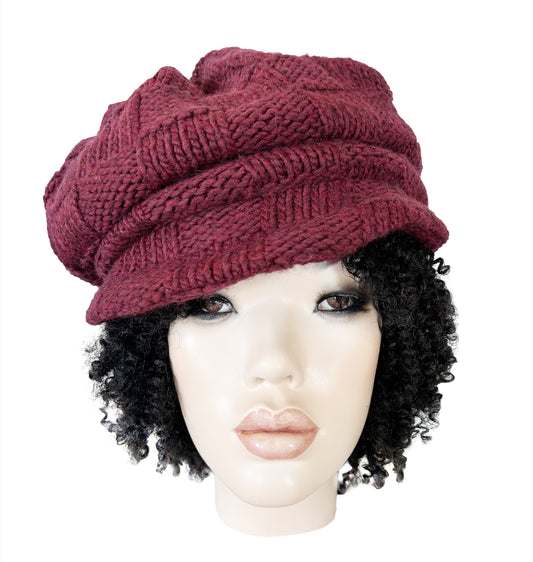 RTS - BURGUNDY BASKET KNIT CRUSH CAP
