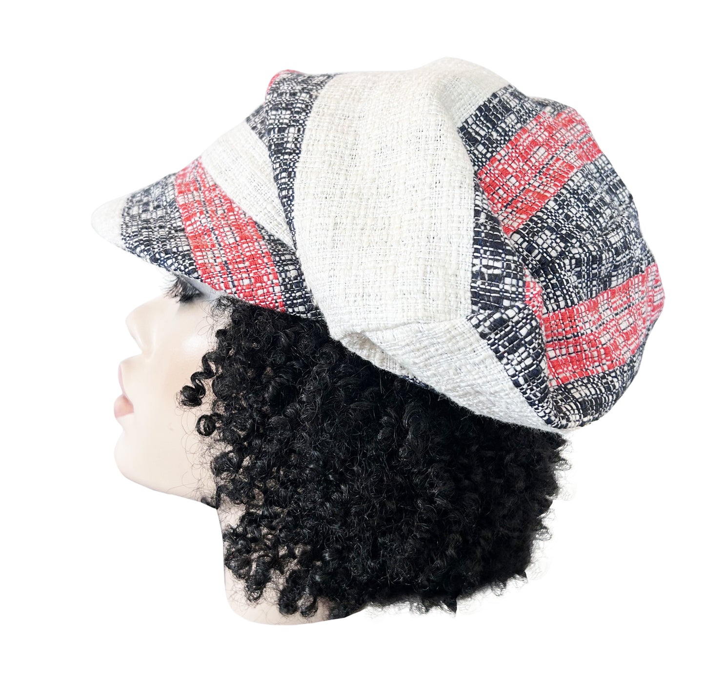 RTS - WIDE STRIPE LINEN CRUSH CAP