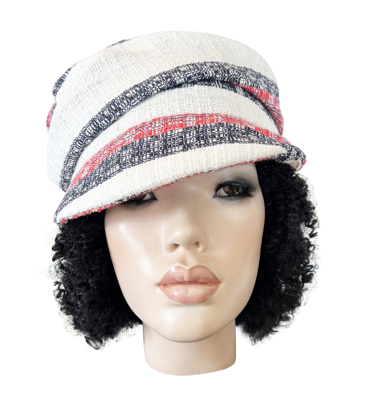 RTS - WIDE STRIPE LINEN CRUSH CAP