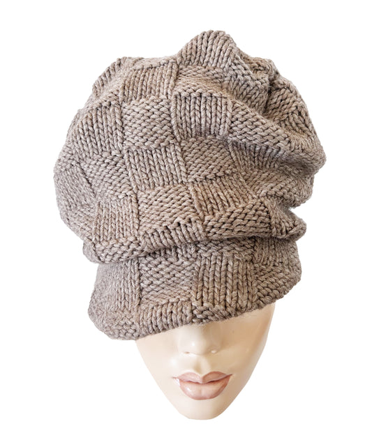 RTS - TAUPE BASKET KNIT CRUSH CAP