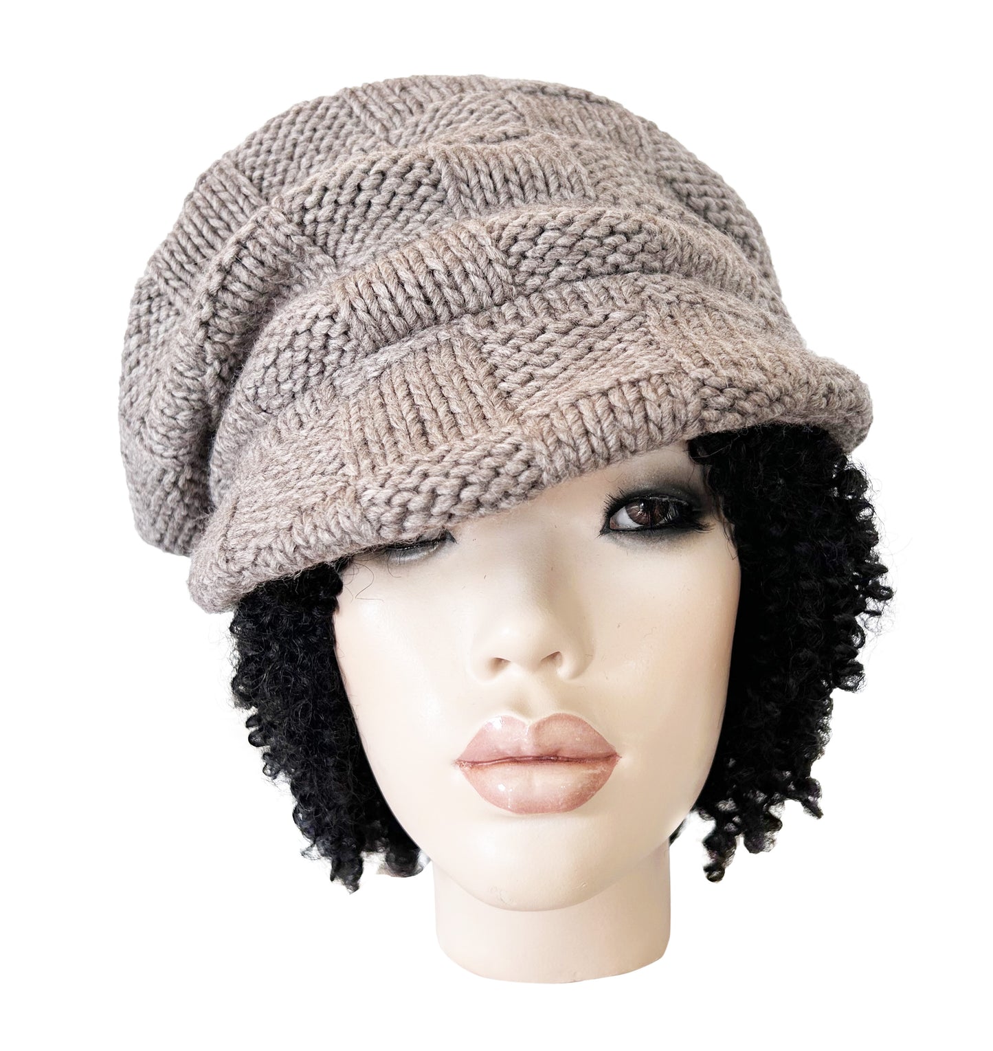 RTS - TAUPE BASKET KNIT CRUSH CAP