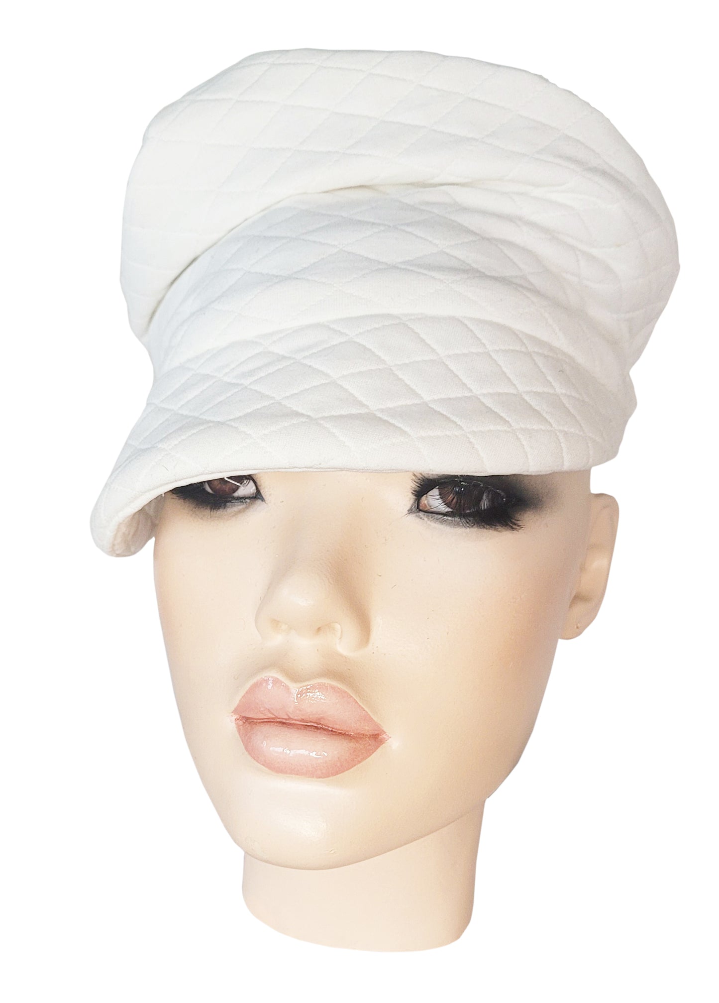 RTS - WHITE QUILTED CRUSH CAP