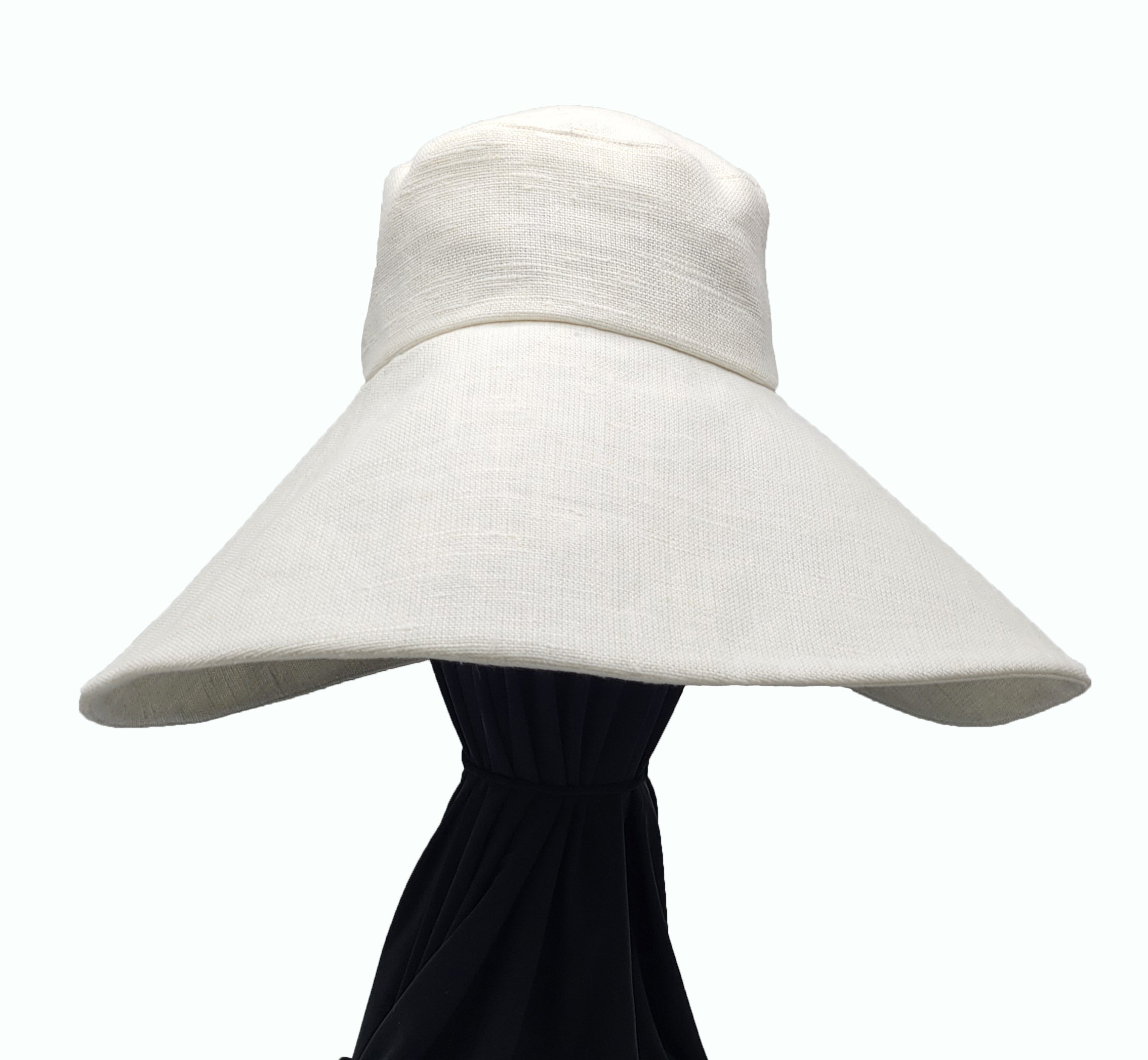 Teal Blue Linen Big Brimmed Hat, Linen Sun Hat, Summer Hat