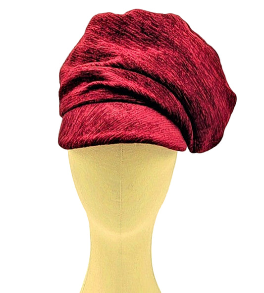 RTS - WINE CHENILLE CRUSH CAP