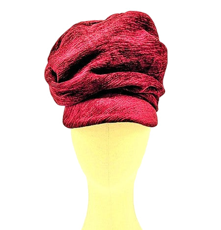 RTS - WINE CHENILLE CRUSH CAP